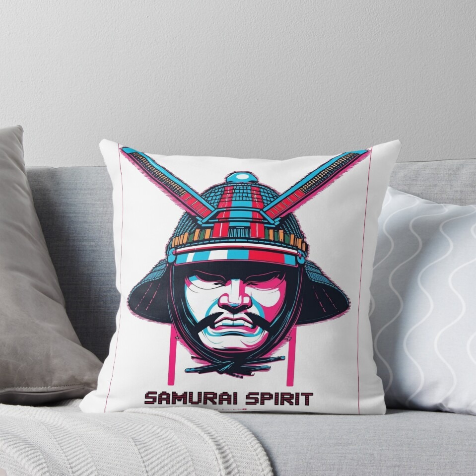 Glitched Samurai Spirit Pillow