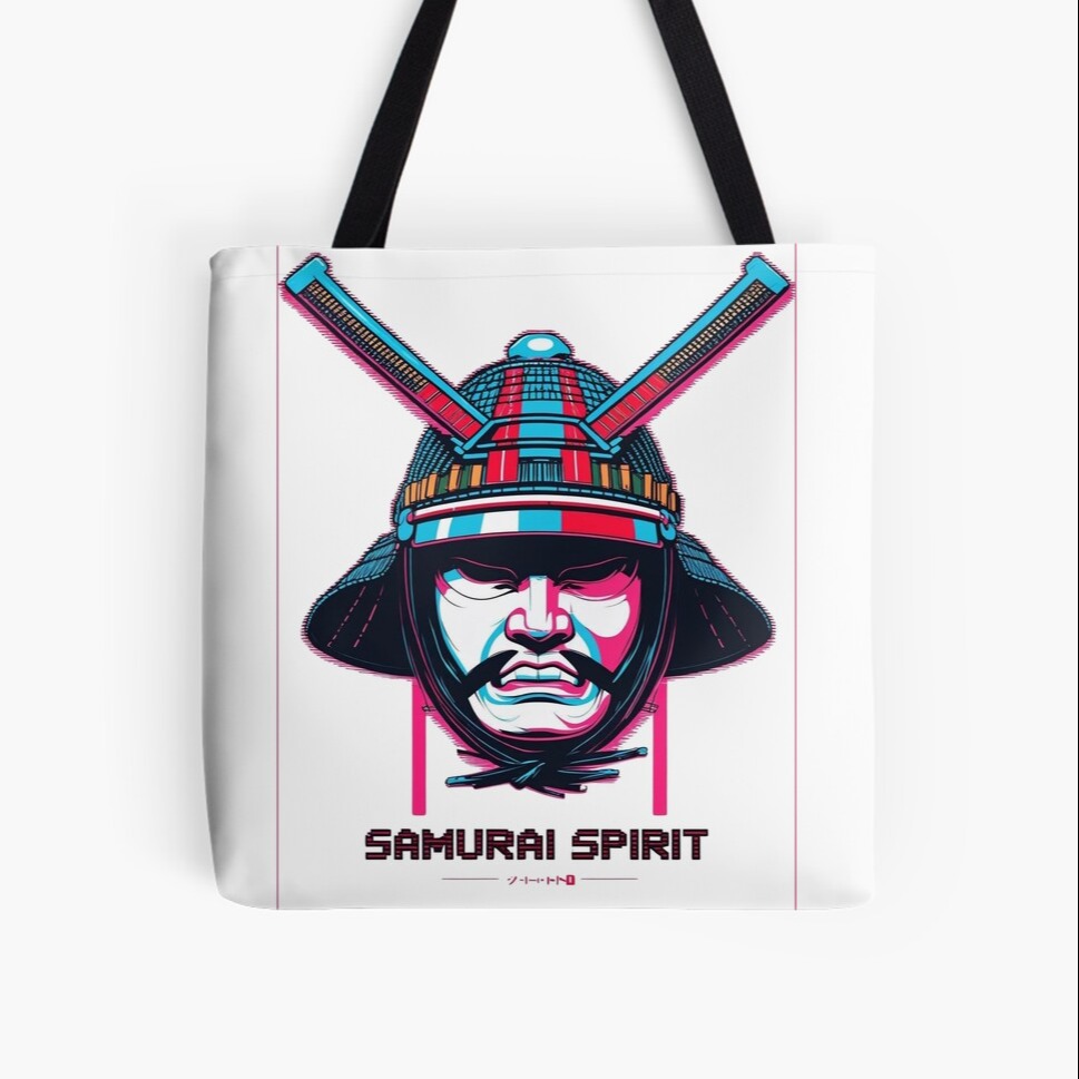 Glitched Samurai Spirit Tote Bag