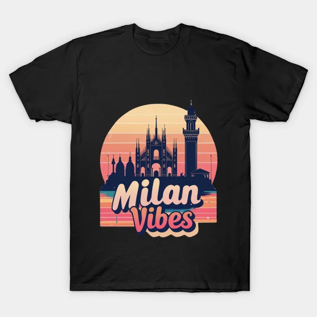 Milan Skyline Retro Sunset Tee T-Shirt