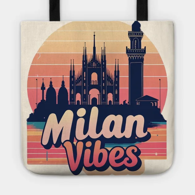Milan Skyline Retro Sunset Tee Tote