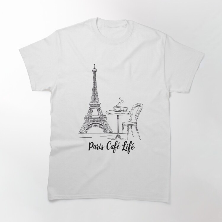 Paris Café Life – Line Art Design Classic T-Shirt