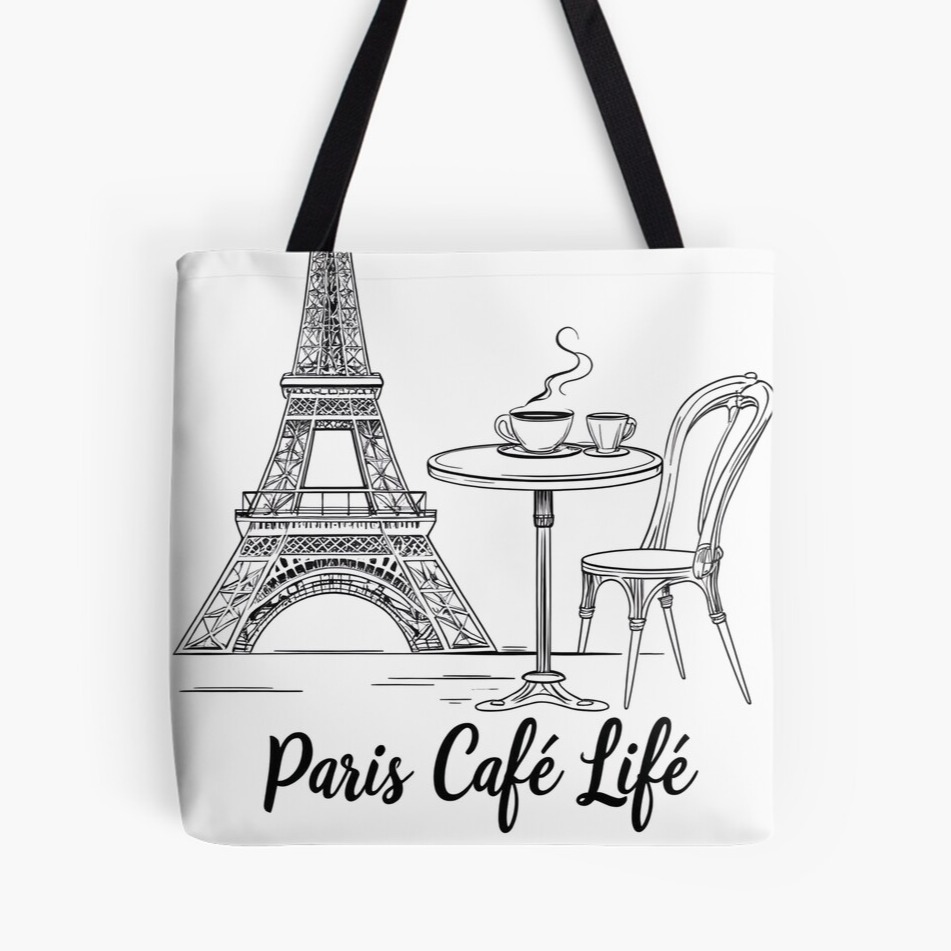 Paris Café Life – Line Art Design Tote Bag