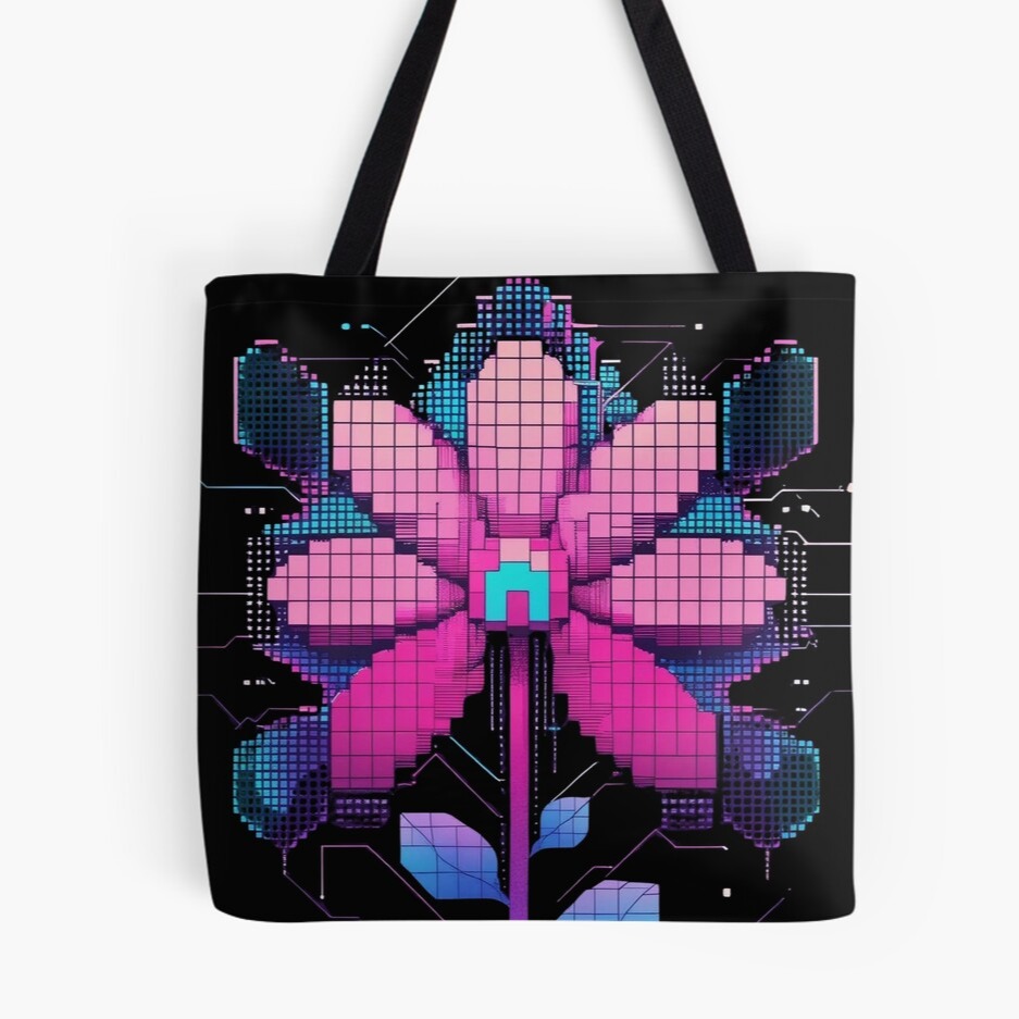 Pixel Bloom Tote Bag