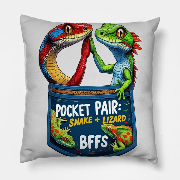 Pocket Pair: Snake + Lizard BFFs Pillow