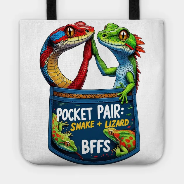 Pocket Pair: Snake + Lizard BFFs Tote