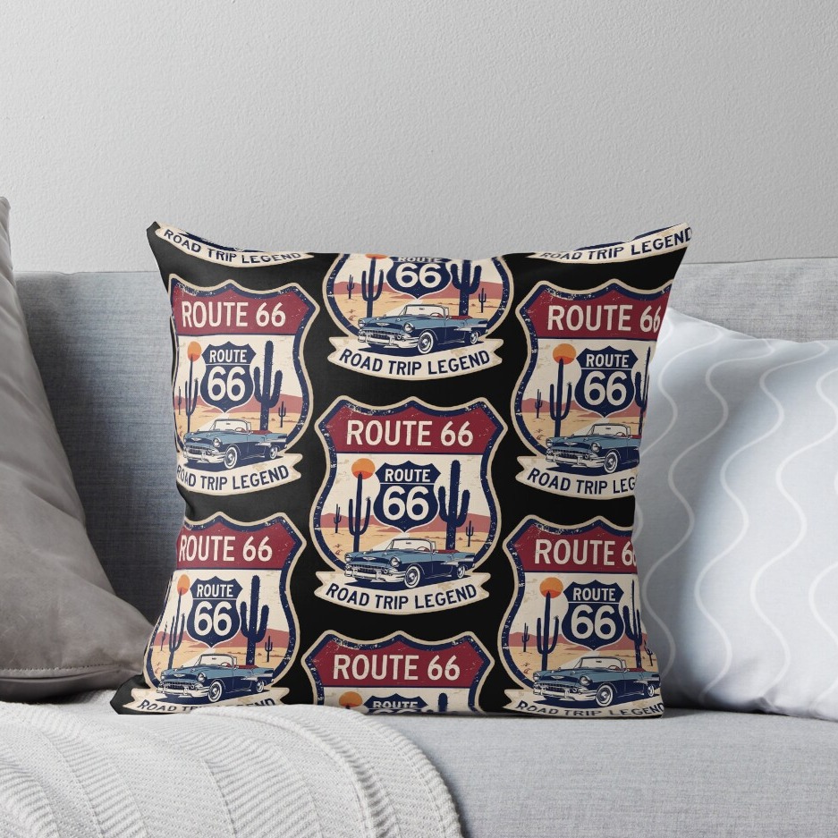 Route 66 Road Trip Legend Pillow