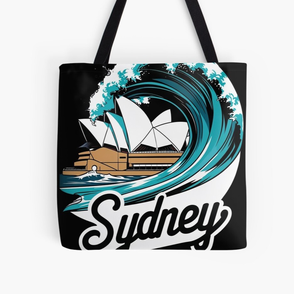 Sydney Opera House + Surf Wave Tote Bag