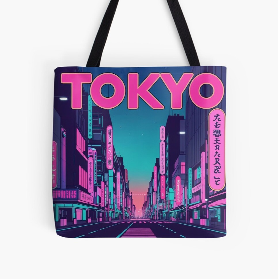 Tokyo Neon Streets – Vaporwave Aesthetic Tote Bag
